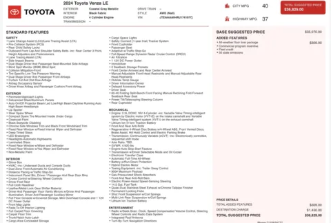 Photos of 2024 Toyota Venza LE for sale in Alvin, TX at Auto Boutique Texas