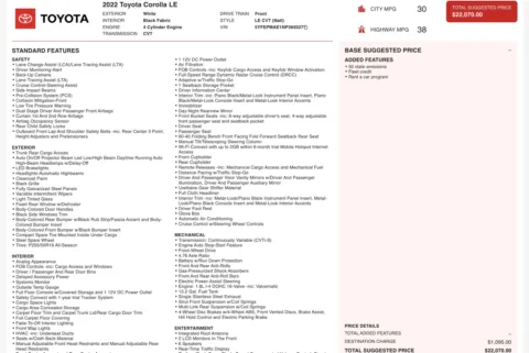 Photos of 2022 Toyota Corolla LE for sale in Alvin, TX at Auto Boutique Texas