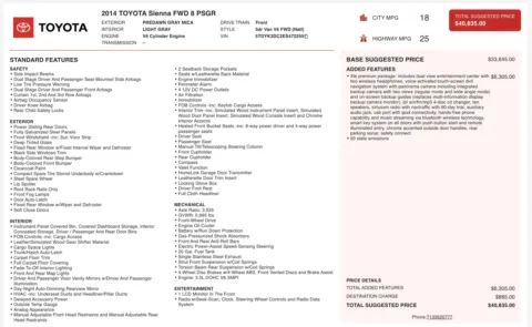 Photos of 2014 Toyota Sienna XLE for sale in Alvin, TX at Auto Boutique Texas