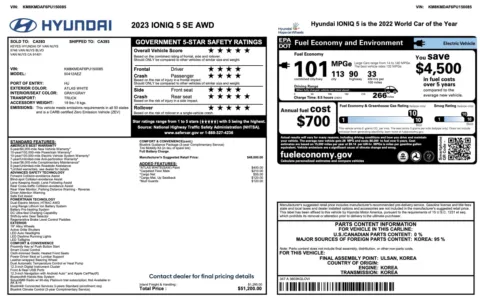 Photos of 2023 Hyundai IONIQ 5 SE for sale in Alvin, TX at Auto Boutique Texas