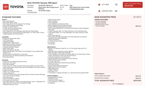 Photos of 2016 Toyota Tacoma TRD Sport for sale in Alvin, TX at Auto Boutique Texas