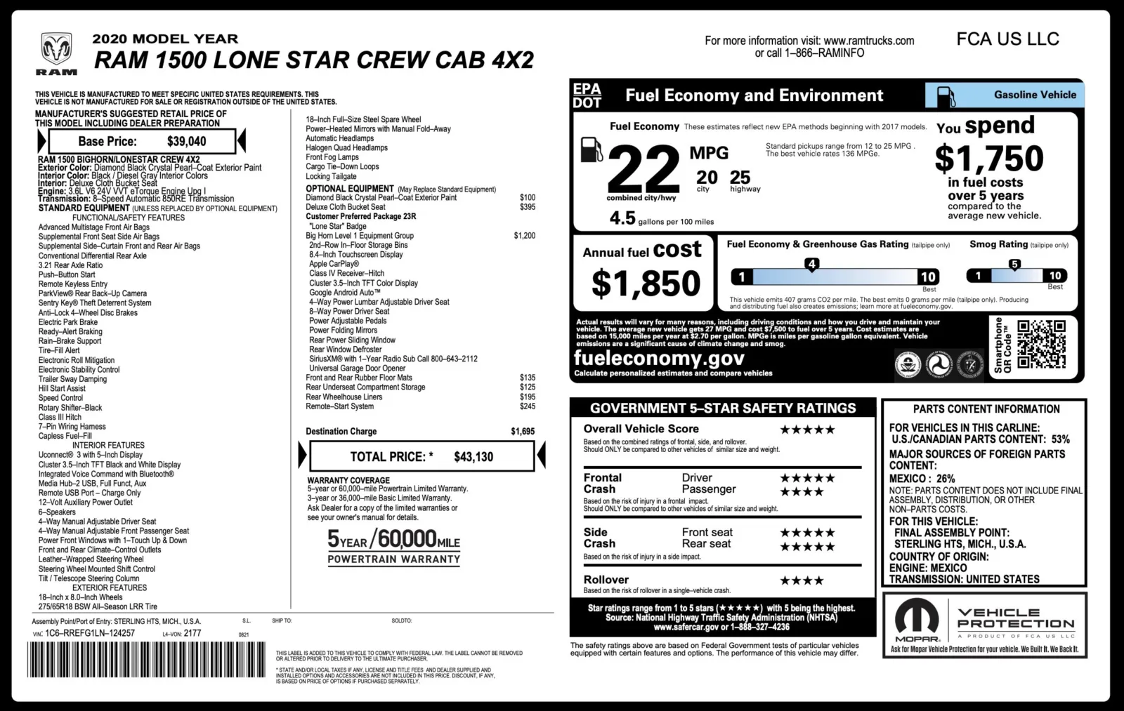 2020 Ram 1500 Lone Star for sale in Alvin, TX