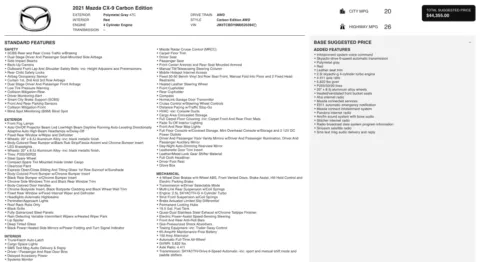 Photos of 2021 Mazda CX-9 Carbon Edition for sale in Alvin, TX at Auto Boutique Texas