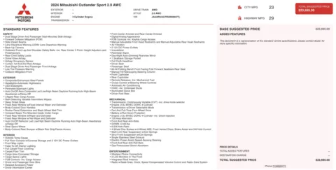 Photos of 2024 Mitsubishi Outlander Sport S for sale in Alvin, TX at Auto Boutique Texas