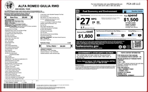 Photos of 2020 Alfa Romeo Giulia for sale in Alvin, TX at Auto Boutique Texas