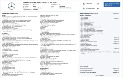 Photos of 2017 Mercedes-Benz C-Class C 300 for sale in Alvin, TX at Auto Boutique Texas