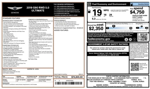 Photos of 2019 Genesis G90 5.0L Ultimate for sale in Alvin, TX at Auto Boutique Texas