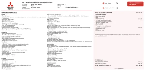 Photos of 2021 Mitsubishi Mirage Carbonite Edition for sale in Alvin, TX at Auto Boutique Texas