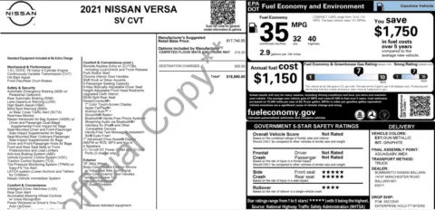 Photos of 2021 Nissan Versa SV for sale in Alvin, TX at Auto Boutique Texas