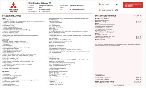 Photos of 2021 Mitsubishi Mirage Carbonite Edition for sale in Alvin, TX at Auto Boutique Texas