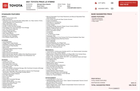 Photos of 2021 Toyota Prius LE for sale in Alvin, TX at Auto Boutique Texas