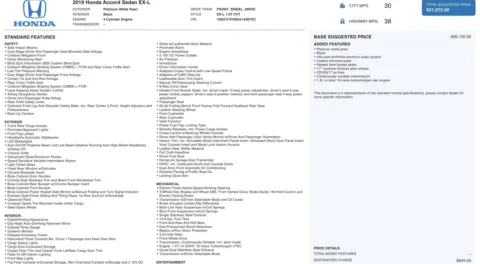 Photos of 2019 Honda Accord Sedan EX-L 1.5T for sale in Alvin, TX at Auto Boutique Texas