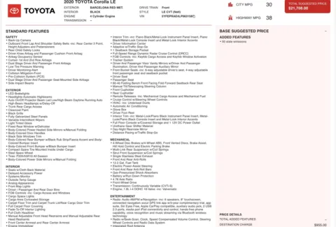 Photos of 2020 Toyota Corolla LE for sale in Alvin, TX at Auto Boutique Texas