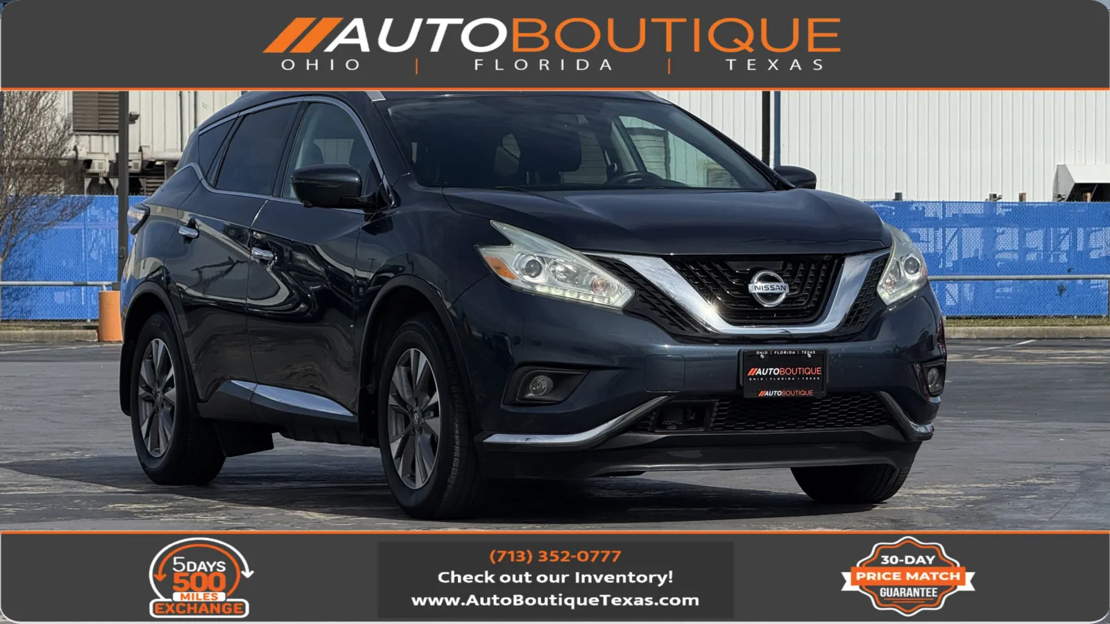 Blue 2017 Nissan Murano SL for sale in Alvin, TX
