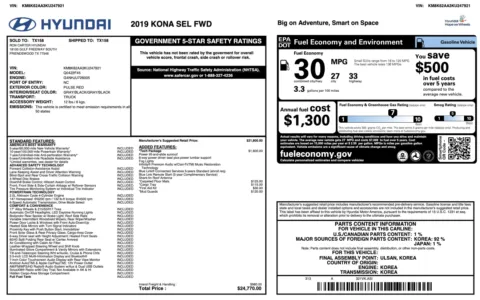 More photos of 2019 HYUNDAI KONA SEL/T SEL at Auto Boutique Texas, TX