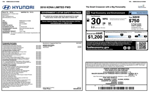 Photos of 2018 Hyundai Kona Limited for sale in Alvin, TX at Auto Boutique Texas