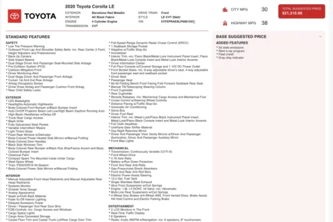 Photos of 2020 Toyota Corolla LE for sale in Alvin, TX at Auto Boutique Texas