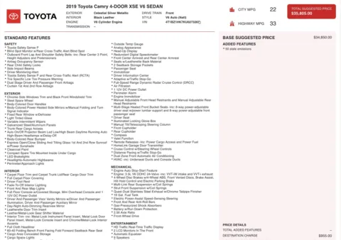 Photos of 2019 Toyota Camry XSE V6 for sale in Alvin, TX at Auto Boutique Texas