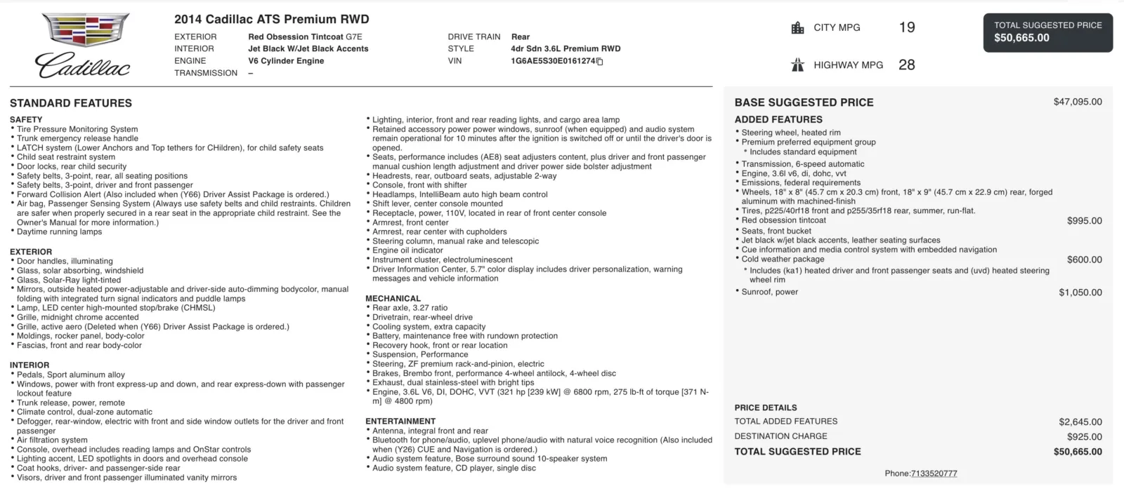 2014 Cadillac ATS Premium RWD for sale in Alvin, TX