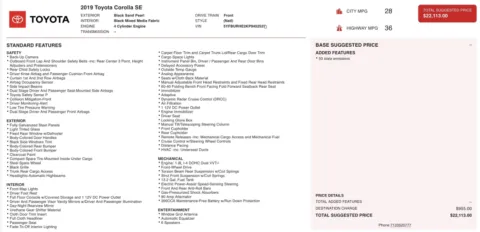 Photos of 2019 Toyota Corolla SE for sale in Alvin, TX at Auto Boutique Texas