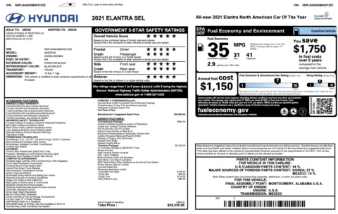 Photos of 2021 Hyundai Elantra SEL for sale in Alvin, TX at Auto Boutique Texas