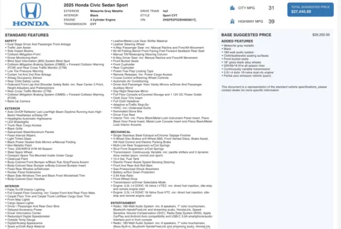 More photos of 2025 Honda Civic Sedan Sport at Auto Boutique Texas, TX