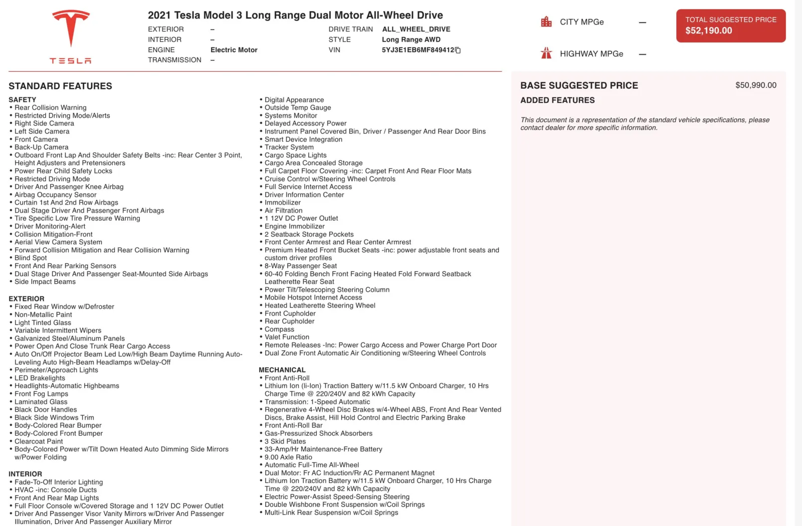 2021 Tesla Model 3 Base