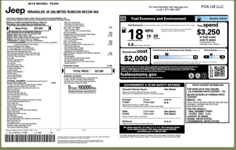 Photos of 2018 Jeep Wrangler JK Unlimited Rubicon Recon for sale in Alvin, TX at Auto Boutique Texas