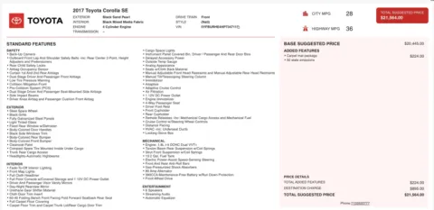 Photos of 2017 Toyota Corolla SE for sale in Alvin, TX at Auto Boutique Texas