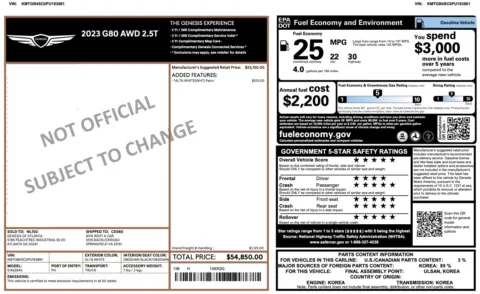 Photos of 2023 Genesis G80 2.5T for sale in Alvin, TX at Auto Boutique Texas