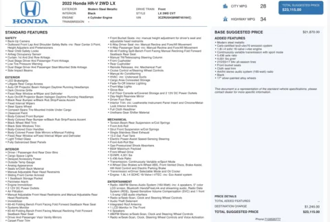 Photos of 2022 Honda HR-V LX for sale in Alvin, TX at Auto Boutique Texas