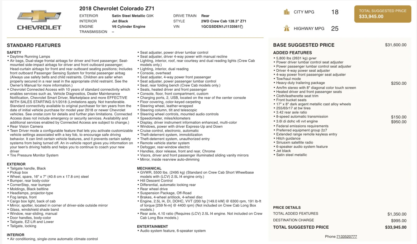 2018 Chevrolet Colorado 2WD Z71 for sale in Alvin, TX