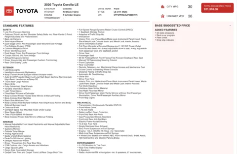 Photos of 2020 Toyota Corolla LE for sale in Alvin, TX at Auto Boutique Texas