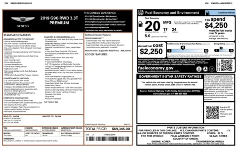 Photos of 2019 Genesis G90 3.3T Premium for sale in Alvin, TX at Auto Boutique Texas