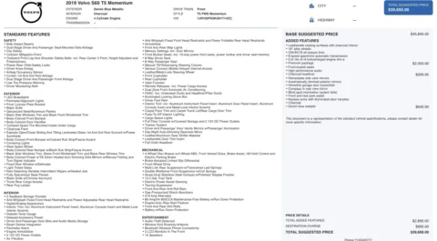 Photos of 2019 Volvo S60 Momentum for sale in Alvin, TX at Auto Boutique Texas