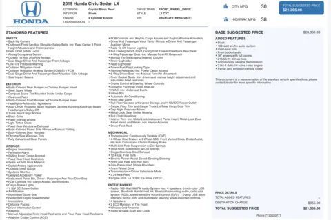 Photos of 2019 Honda Civic Sedan LX for sale in Alvin, TX at Auto Boutique Texas