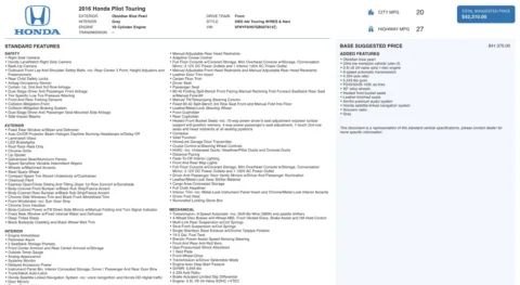 Photos of 2016 Honda Pilot Touring for sale in Alvin, TX at Auto Boutique Texas