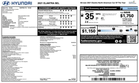 Photos of 2021 Hyundai Elantra SEL for sale in Alvin, TX at Auto Boutique Texas