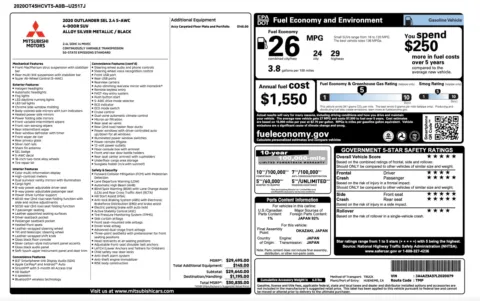 Photos of 2020 Mitsubishi Outlander SEL for sale in Alvin, TX at Auto Boutique Texas
