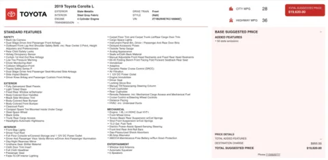 Photos of 2019 Toyota Corolla L for sale in Alvin, TX at Auto Boutique Texas