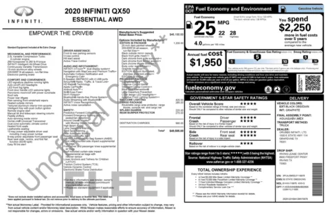 Photos of 2020 INFINITI QX50 ESSENTIAL for sale in Alvin, TX at Auto Boutique Texas