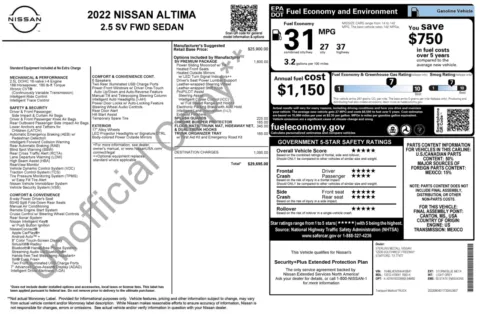 Photos of 2022 Nissan Altima 2.5 SV for sale in Alvin, TX at Auto Boutique Texas