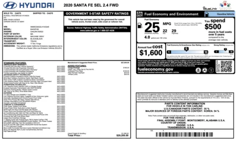 Photos of 2020 Hyundai Santa Fe SEL w SULEV for sale in Alvin, TX at Auto Boutique Texas