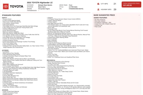 Photos of 2022 Toyota Highlander LE for sale in Alvin, TX at Auto Boutique Texas