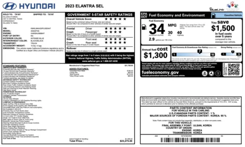 Photos of 2023 Hyundai Elantra SEL for sale in Alvin, TX at Auto Boutique Texas