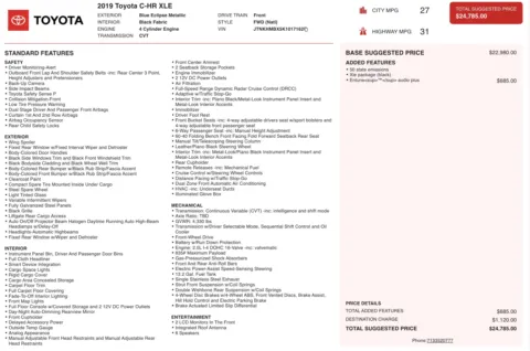 Photos of 2019 Toyota C-HR XLE for sale in Alvin, TX at Auto Boutique Texas