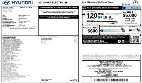 Photos of 2023 Hyundai Kona Electric SE for sale in Alvin, TX at Auto Boutique Texas