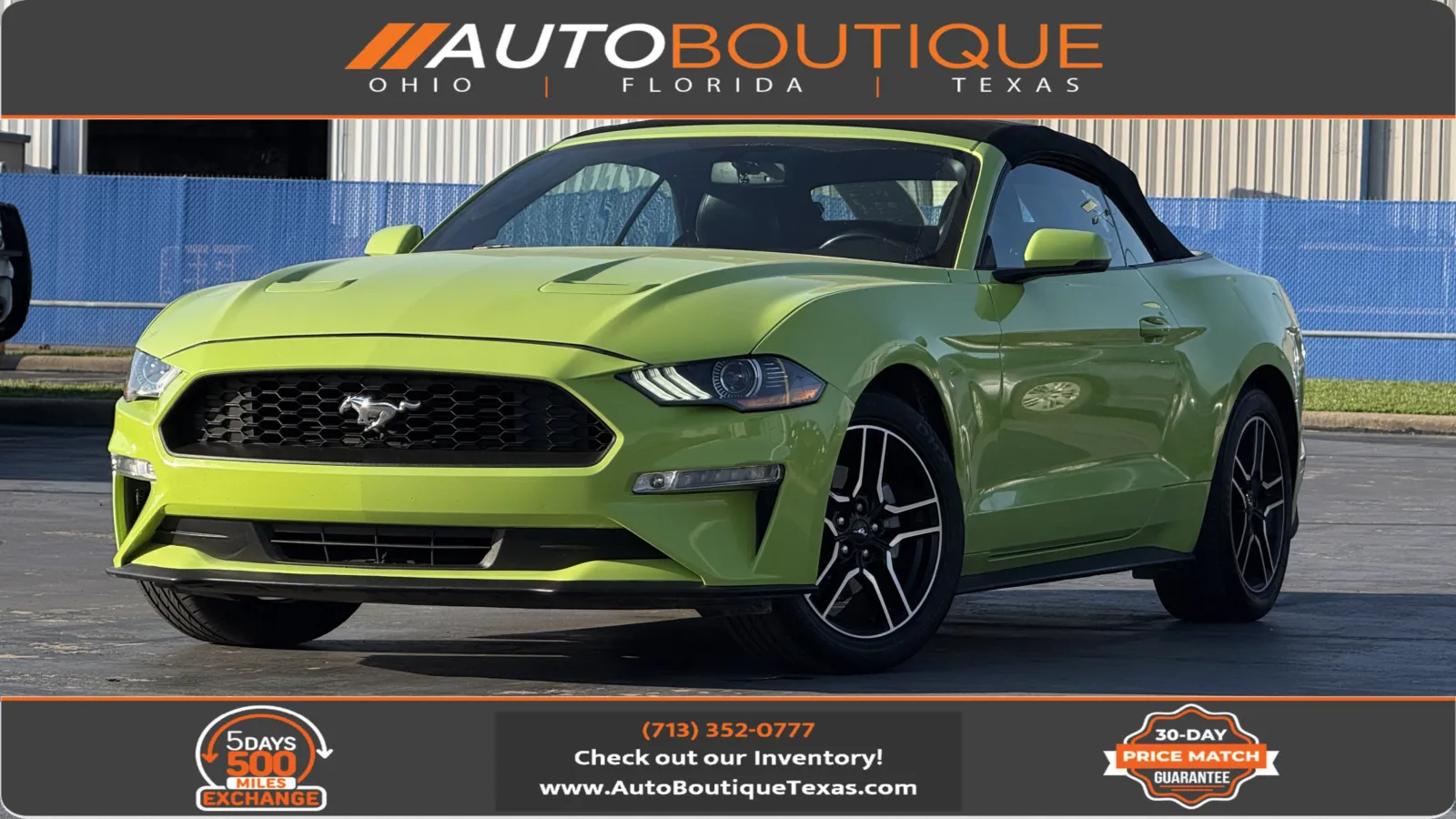 Green 2020 Ford Mustang EcoBoost Premium for sale in Alvin, TX