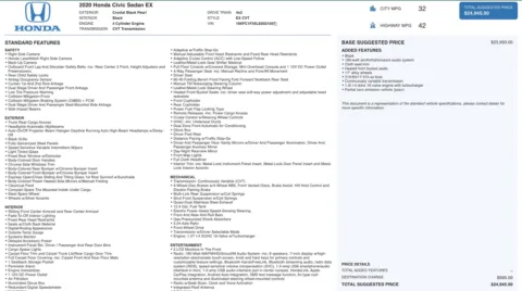 Photos of 2020 Honda Civic Sedan EX for sale in Alvin, TX at Auto Boutique Texas