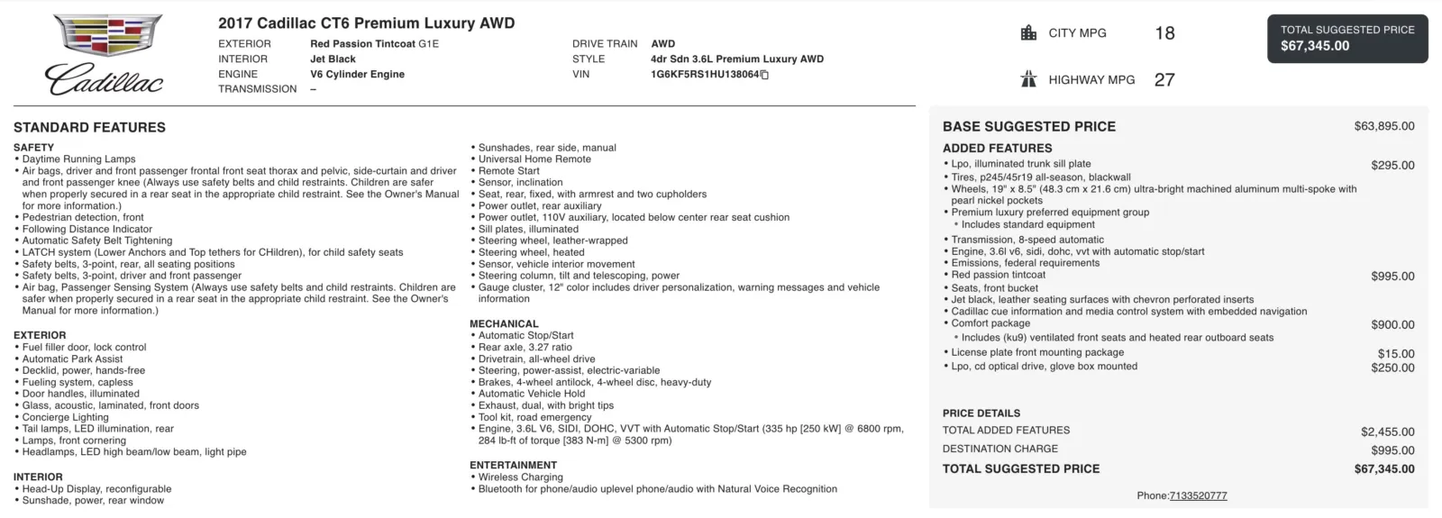 2017 Cadillac CT6 Premium Luxury AWD for sale in Alvin, TX